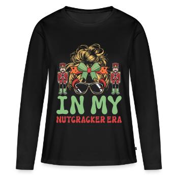 Weihnachten Xmas Spruch In My Nutcracker Era - Frauen Premium Bio Langarmshirt - Schwarz - Vorne - Julia (174cm)