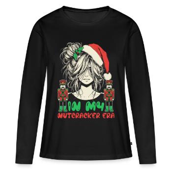 Weihnachten Xmas Spruch In My Nutcracker Era - Frauen Premium Bio Langarmshirt - Schwarz - Vorne - Julia (174cm)