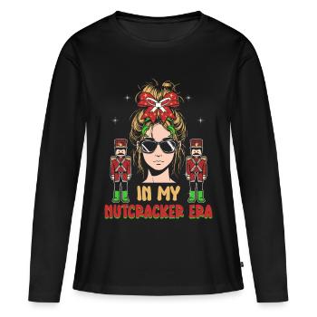 Weihnachten Xmas Spruch In My Nutcracker Era - Frauen Premium Bio Langarmshirt - Schwarz - Vorne - Julia (174cm)