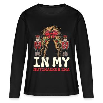 Weihnachten Xmas Spruch In My Nutcracker Era - Frauen Premium Bio Langarmshirt - Schwarz - Vorne - Julia (174cm)