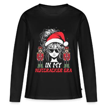 Weihnachten Xmas Spruch In My Nutcracker Era - Frauen Premium Bio Langarmshirt - Schwarz - Vorne - Julia (174cm)