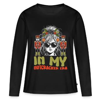 Weihnachten Xmas Spruch In My Nutcracker Era - Frauen Premium Bio Langarmshirt - Schwarz - Vorne - Julia (174cm)