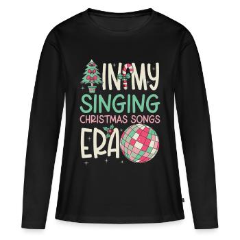 Noël de Weihnachten à l’époque des chansons de Noël chantantes - T-shirt manches longues Premium bio Femme - noir - Devant - Julia (174cm)