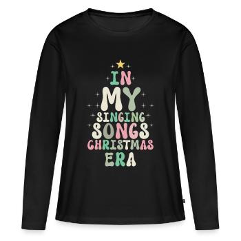 Noël de Weihnachten à l’époque des chansons de Noël chantantes - T-shirt manches longues Premium bio Femme - noir - Devant - Julia (174cm)