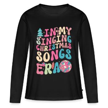 Noël de Weihnachten à l’époque des chansons de Noël chantantes - T-shirt manches longues Premium bio Femme - noir - Devant - Julia (174cm)