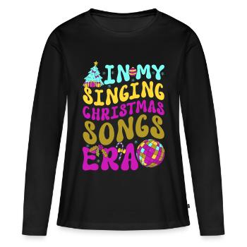 Noël de Weihnachten à l’époque des chansons de Noël chantantes - T-shirt manches longues Premium bio Femme - noir - Devant - Julia (174cm)