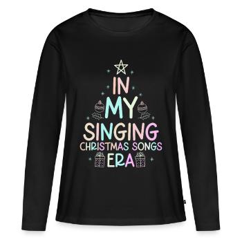 Noël de Weihnachten à l’époque des chansons de Noël chantantes - T-shirt manches longues Premium bio Femme - noir - Devant - Julia (174cm)