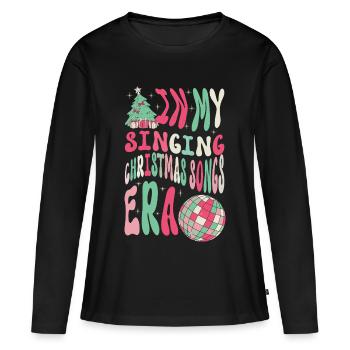 Noël de Weihnachten à l’époque des chansons de Noël chantantes - T-shirt manches longues Premium bio Femme - noir - Devant - Julia (174cm)