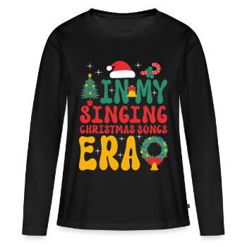 Noël de Weihnachten à l’époque des chansons de Noël chantantes - T-shirt manches longues Premium bio Femme - noir - Devant - Julia (174cm)