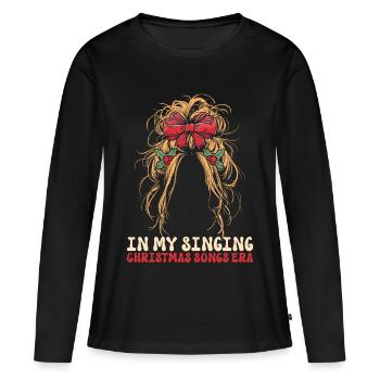Noël de Weihnachten à l’époque des chansons de Noël chantantes - T-shirt manches longues Premium bio Femme - noir - Devant - Julia (174cm)