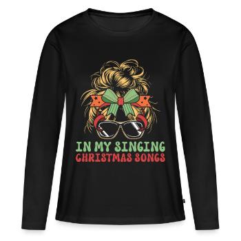 Noël de Weihnachten à l’époque des chansons de Noël chantantes - T-shirt manches longues Premium bio Femme - noir - Devant - Julia (174cm)