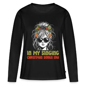 Noël de Weihnachten à l’époque des chansons de Noël chantantes - T-shirt manches longues Premium bio Femme - noir - Devant - Julia (174cm)