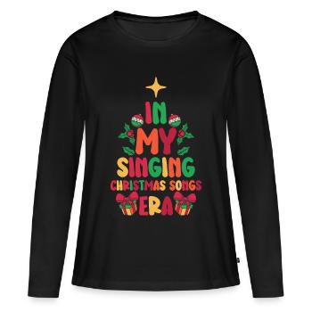 Noël de Weihnachten à l’époque des chansons de Noël chantantes - T-shirt manches longues Premium bio Femme - noir - Devant - Julia (174cm)