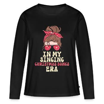 Noël de Weihnachten à l’époque des chansons de Noël chantantes - T-shirt manches longues Premium bio Femme - noir - Devant - Julia (174cm)