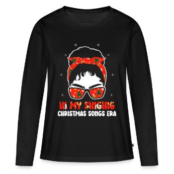 Noël de Weihnachten à l’époque des chansons de Noël chantantes - T-shirt manches longues Premium bio Femme - noir - Devant - Julia (174cm)