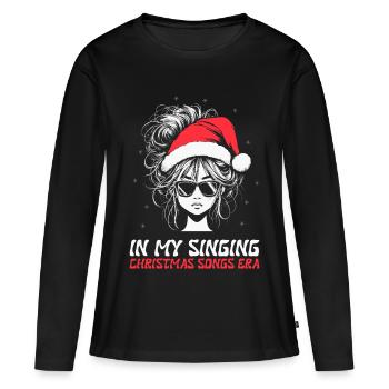 Noël de Weihnachten à l’époque des chansons de Noël chantantes - T-shirt manches longues Premium bio Femme - noir - Devant - Julia (174cm)