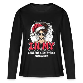 Noël de Weihnachten à l’époque des chansons de Noël chantantes - T-shirt manches longues Premium bio Femme - noir - Devant - Julia (174cm)