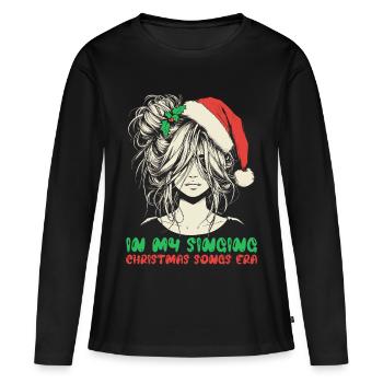 Noël de Weihnachten à l’époque des chansons de Noël chantantes - T-shirt manches longues Premium bio Femme - noir - Devant - Julia (174cm)