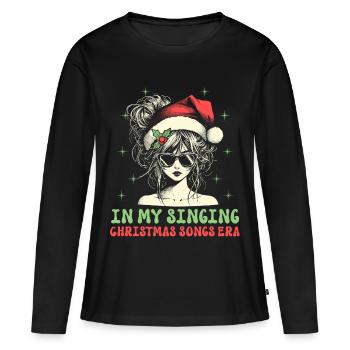 Noël de Weihnachten à l’époque des chansons de Noël chantantes - T-shirt manches longues Premium bio Femme - noir - Devant - Julia (174cm)