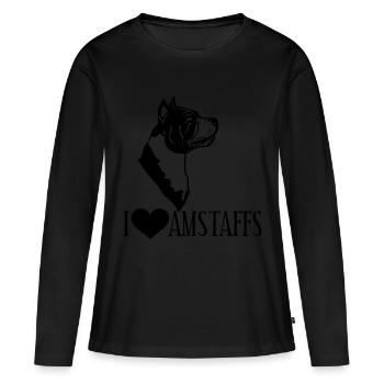 americanstaffy0d - T-shirt manches longues Premium bio Femme - noir - Devant - Julia (174cm)