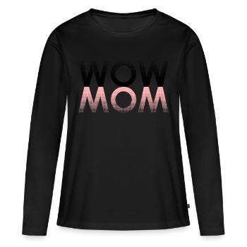 WOW MOM - T-shirt manches longues Premium bio Femme - noir - Devant - Julia (174cm)