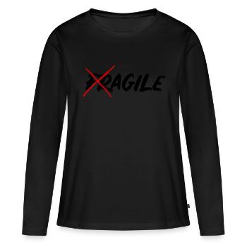 Agile Fragile - T-shirt manches longues Premium bio Femme - noir - Devant - Julia (174cm)