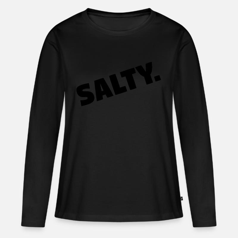 Salzig. - Frauen Premium Bio Langarmshirt - Schwarz