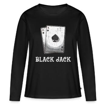 Blackjack Blackjack Jeu de cartes Jouer au hasard - T-shirt manches longues Premium bio Femme - noir - Devant - Julia (174cm)