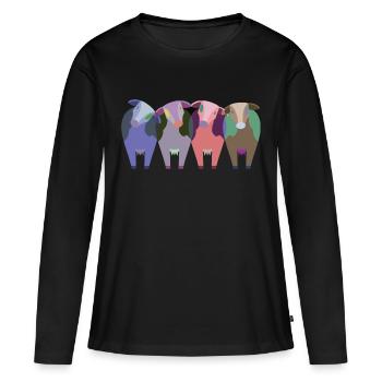 Kühe | Kuh - Frauen Premium Bio Langarmshirt - Schwarz - Vorne - Julia (174cm)