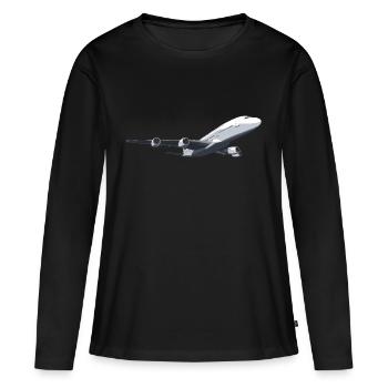 Avion Avion de passagers Avion à réaction - T-shirt manches longues Premium bio Femme - noir - Devant - Julia (174cm)