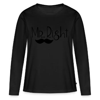 M. Droite - T-shirt manches longues Premium bio Femme - noir - Devant - Julia (174cm)