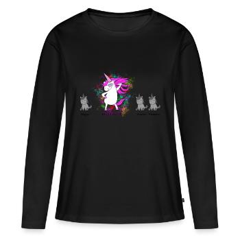 Profession d'éducateur Licorne - T-shirt manches longues Premium bio Femme - noir - Devant - Julia (174cm)