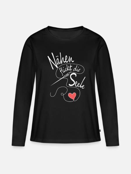 Nähen flickt die Seele - Frauen Premium Bio Langarmshirt - Schwarz