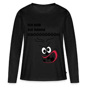 Ich hab die Haare schön - Frauen Premium Bio Langarmshirt - Schwarz - Vorne - Julia (174cm)