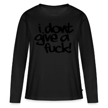 i dont give a fuck - T-shirt manches longues Premium bio Femme - noir - Devant - Julia (174cm)