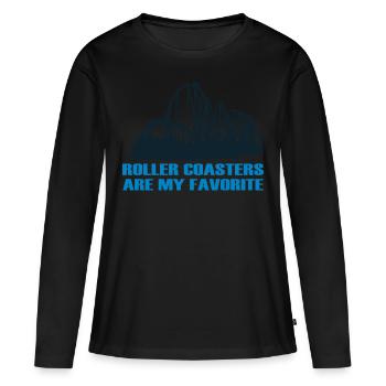 Cadeau d'amour de fan de parc à thème de montagnes russes favori - T-shirt manches longues Premium bio Femme - noir - Devant - Julia (174cm)