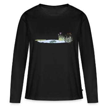 Étang - T-shirt manches longues Premium bio Femme - noir - Devant - Julia (174cm)