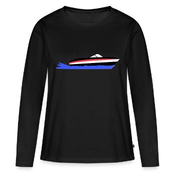 Boot - Frauen Premium Bio Langarmshirt - Schwarz - Vorne - Julia (174cm)