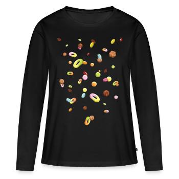 Konditor Süßigkeiten Regen - Frauen Premium Bio Langarmshirt - Schwarz - Vorne - Julia (174cm)