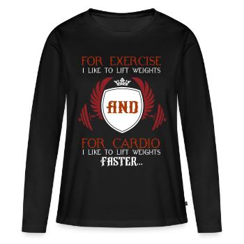 pour l’exercice - T-shirt manches longues Premium bio Femme - noir - Devant - Julia (174cm)