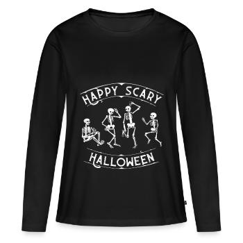 Squelette fête halloween - T-shirt manches longues Premium bio Femme - noir - Devant - Julia (174cm)