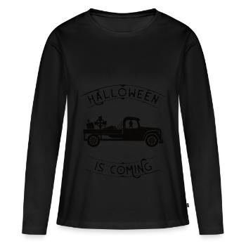 Camionnette halloween - T-shirt manches longues Premium bio Femme - noir - Devant - Julia (174cm)