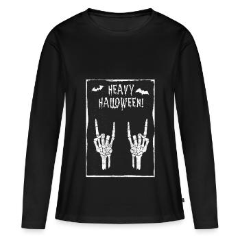 Diable salut halloween métal headbanger halloween - T-shirt manches longues Premium bio Femme - noir - Devant - Julia (174cm)