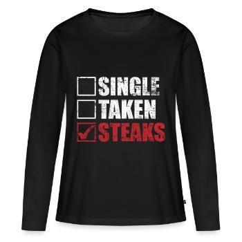 Viandes de steak - T-shirt manches longues Premium bio Femme - noir - Devant - Julia (174cm)