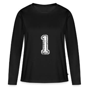 Numéro 1 - T-shirt manches longues Premium bio Femme - noir - Devant - Julia (174cm)