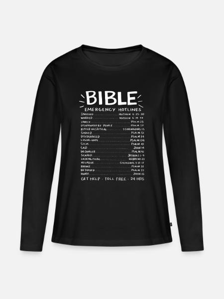 Bible Emergency Hotlines - Frauen Premium Bio Langarmshirt - Schwarz