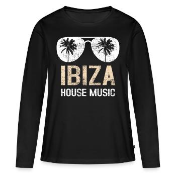 Ibiza House - T-shirt manches longues Premium bio Femme - noir - Devant - Julia (174cm)