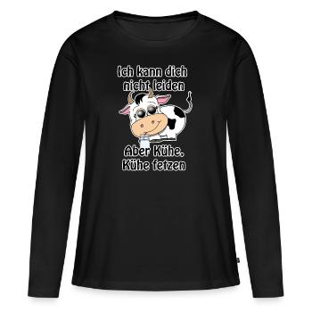 Ich kann dich nicht leiden, aber Kühe fetzen - Frauen Premium Bio Langarmshirt - Schwarz - Vorne - Julia (174cm)