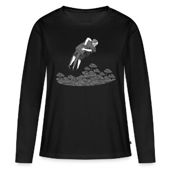 happy love - Women's Premium Organic Long Sleeve Shirt - black - Front - Julia (174cm)