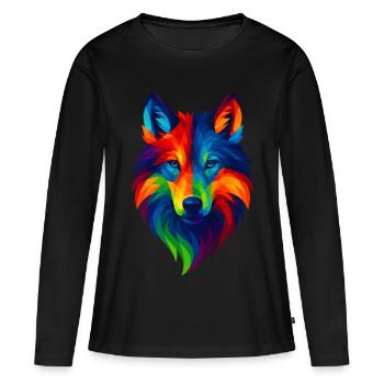 WPAP Polygon Stil Tiere Wolf - Frauen Premium Bio Langarmshirt - Schwarz - Vorne - Julia (174cm)